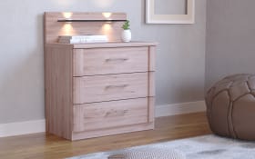 Nachtkonsolenpaneelpaar Luxor 3, Steineiche-Nachbildung, 60 cm, 2 Stück 