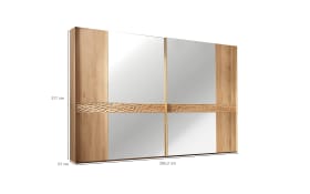 Schwebetürenschrank Paolo, teilmassive Eiche/Treibholz-Nachbildung, 300 x 217 cm