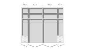 Drehtürenschrank Clivo, Glas weiß/Eiche Bianco Nachbildung, 300 x 220 cm