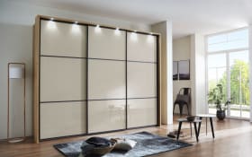 Schwebetürenschrank Clivo 3000, Bianco Eiche Nachbildung