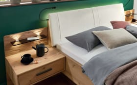 Schlafzimmer Toben, Bianco-Eiche teilmassiv/weiß, 180 x 200 cm, Schrank 300 x 216 cm
