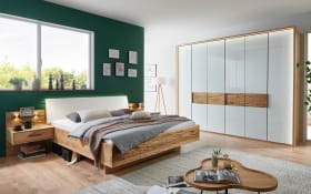 Schlafzimmer Toben, Bianco-Eiche teilmassiv/weiß, 180 x 200 cm, Schrank 300 x 216 cm