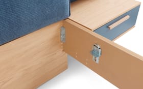 Schlafzimmer Malin, Blau/Balkeneiche, inkl. Nachtkonsolen