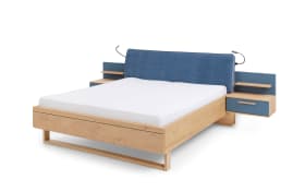 Schlafzimmer Malin, Blau/Balkeneiche, inkl. Nachtkonsolen