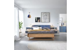 Schlafzimmer Malin, Blau/Balkeneiche, inkl. Nachtkonsolen