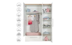 Kleiderschrank Nele, weiß/Artisan Eiche-Nachbildung, inkl. Kleiderstange