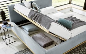 Polsterbett Delphi, eisblau, 180 x 200 cm, inkl. Bettkästen