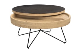 Couchtisch Brooklyn, Eiche furniert, Keramik rostfarben