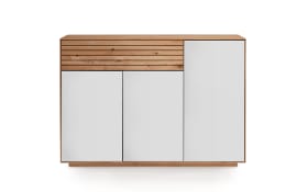 Sideboard Riva, Eiche massiv/weiß, inkl. Push-to-Open Funktion 