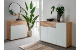 Sideboard Riva, Eiche massiv/weiß, inkl. Push-to-Open Funktion 