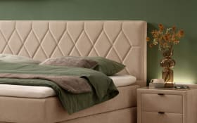 Boxspringbett Barell, perlgold, 180 x 200 cm, Härtegrad 3 und 4, inkl. Premium Topper