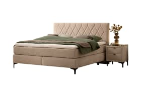 Boxspringbett Barell, perlgold, 180 x 200 cm, Härtegrad 3 und 4, inkl. Premium Topper