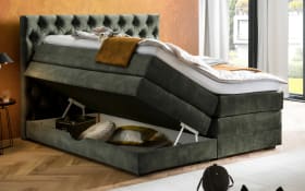 Boxspringbett Barell, dunkelgrün, 180 x 200 cm, inkl. Topper und Bettkästen