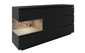 Minecraft Sideboard, schwarz carbon Nachbildung/grau