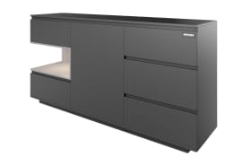 Minecraft Sideboard, schwarz carbon Nachbildung/grau