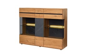 Highboard Danora Plus, Kernbuche massiv/grau