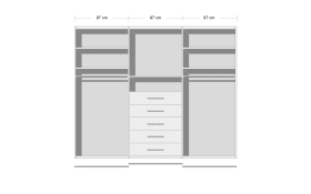 Schwebetürenschrank Visio, weiß, 298 x 240 cm, inkl. TV-Fach
