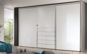 Schwebetürenschrank Visio, weiß, 298 x 240 cm, inkl. TV-Fach
