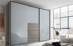 Schwebetürenschrank Visio, hellgrau, 298 x 240 cm, inkl. TV-Fach