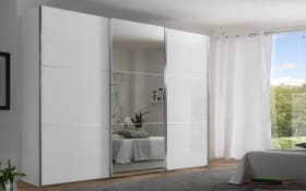 Schwebetürenschrank Lento, Alpinweißglas, 249 x 222 cm