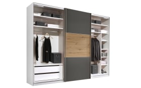 Schwebetürenschrank Lento, vulkan/Artisan Eiche-Nachbildung, 249 x 222 cm, inkl. Zusatzausstattung