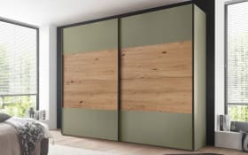 Schwebetürenschrank Florina, salbeigrün/Artisan Eiche-Nachbildung, inkl. Schließdämpfung