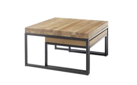 Couchtisch-Set Lubao, Asteiche massiv/schwarz