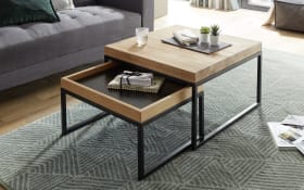 Couchtisch-Set Lubao, Asteiche massiv/schwarz