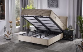 Polsterbett Naomi, beige, 180 x 200 cm, inkl. Bettkasten