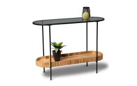 Konsole Jason 3, schwarz/Mangoholz massiv