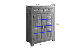 Kommode Yoga, massives Shishamholz 