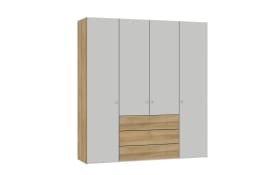 Drehtürenschrank Longline, hellgrau/Eiche-Nachbildung