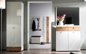 Garderobenschrank Una, weiß/Wildeiche-Nachbildung