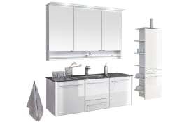 Bad-Einrichtung Leo Living 116, Glas-Optiwhite/schneeweiß glanz