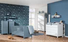 Highboard Olli, kreideweiß, blau matt