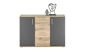 Kommode BC 1040, Eiche-Nachbildung/grau, 120 x 84 cm