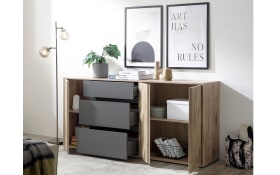 Sideboard Novara, Viking Eiche-Nachbildung/grau