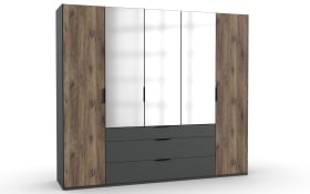 Drehtürenkleiderschrank Winnipeg, Flagstaff-Eiche/graphit, 250 x 216 cm