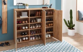 Schuhschrank GW-Telde, weiß/Eiche Nachbildung, 134 cm, inkl. Softclose Funktion 