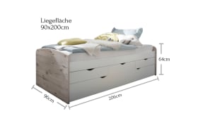 Tandemliege Nessi, Sandeiche-Nachbildung/weiß