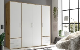 Drehtürenschrank Valencia, weiß, Korpus Artisan-Eiche, 206 x 195 cm