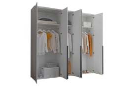 Drehtürenschrank Kevo, weiß, 225 x 225 cm, inkl. Spiegeltür