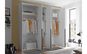 Drehtürenschrank Kevo, weiß, 225 x 225 cm, inkl. Spiegeltür