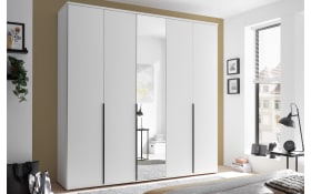 Drehtürenschrank Kevo, weiß, 225 x 225 cm, inkl. Spiegeltür