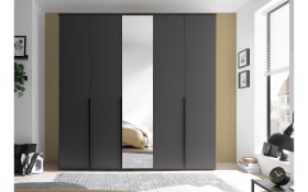 Drehtürenschrank Kevo, graphit, 225 x 225 cm, inkl. Spiegeltür