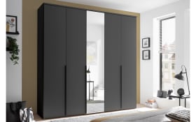 Drehtürenschrank Kevo, graphit, 225 x 225 cm, inkl. Spiegeltür