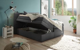 Boxspringbett Tacoma, Soro anthrazit, 180 x 200 cm, inkl. Topper und Bettkasten
