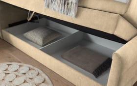 Boxspringbett Kuba 1, sand, 100 x 200 cm, inkl. Topper und Bettkasten