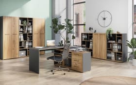 Rollcontainer Podium, Eiche Navarra Nachbildung/graphit matt