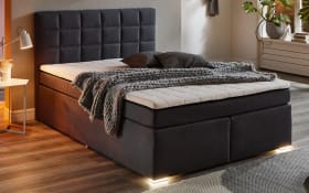 Boxspringbett BX2210 Chilton, grau, 140 x 200 cm, inkl. LED-Fußbeleuchtung